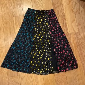 Colorful Leopard Print Alice + Olivia Midi Skirt